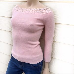 Bebe off shoulder lace embellished sweater